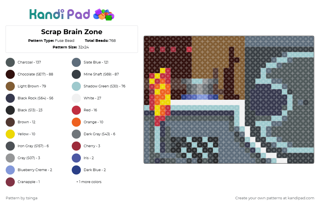 Scrap Brain Zone - Fuse Bead Pattern by tsinga on Kandi Pad - gray,pink,purple,tan,colorful,sonic,sonic 1,sonic the hedgehog,video game