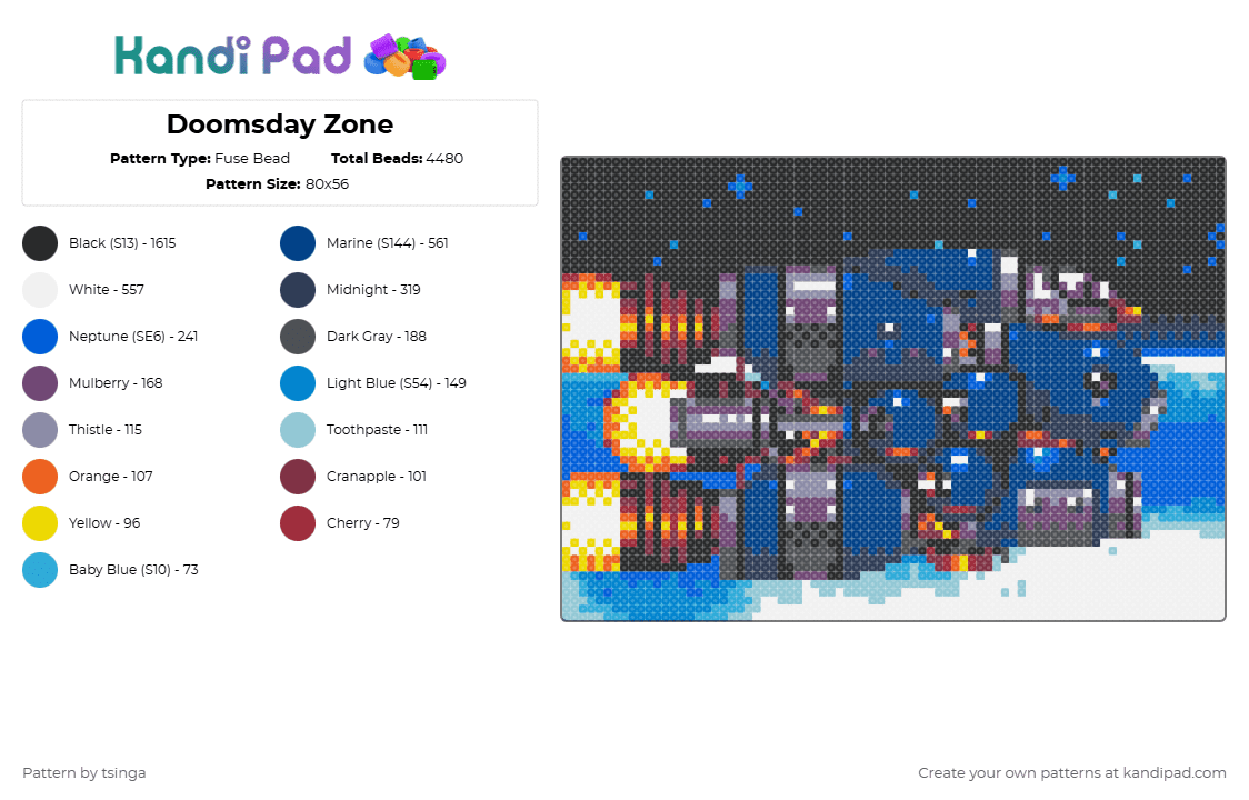 Doomsday Zone - Fuse Bead Pattern by tsinga on Kandi Pad - blue,gray,purple,sonic,sonic the hedgehog,video game