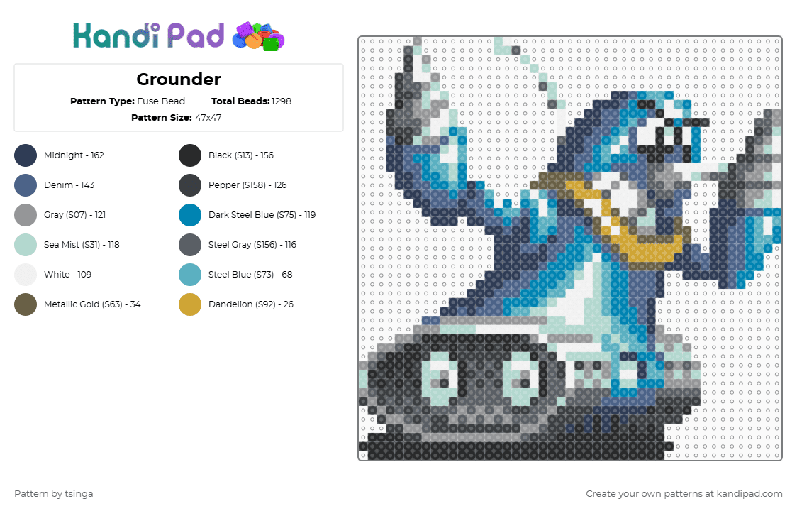 Grounder - Fuse Bead Pattern by tsinga on Kandi Pad - gray,light blue,purple,blue,sonic,sonic the hedgehog,robot,machine,video game