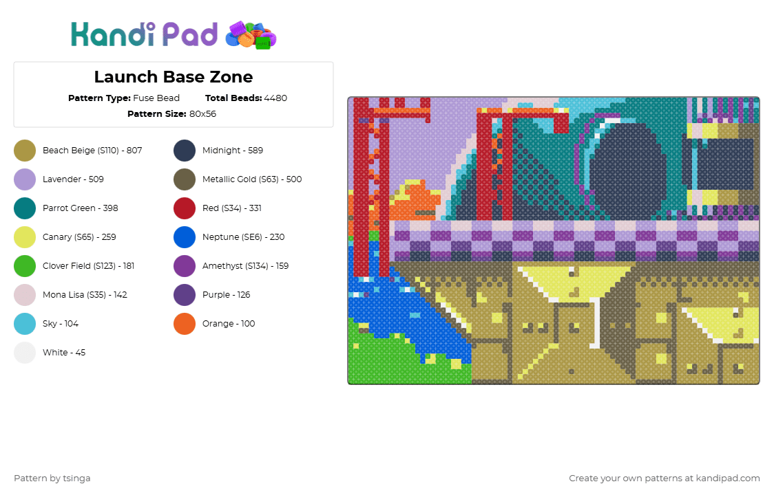 Launch Base Zone - Fuse Bead Pattern by tsinga on Kandi Pad - purple,red,gold,teal,colorful,sonic,sonic 3,sonic the hedgehog,video game