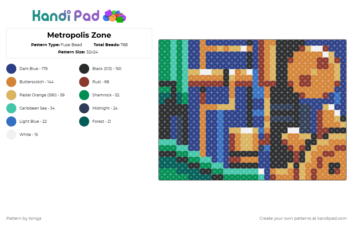 Metropolis Zone - Fuse Bead Pattern by tsinga on Kandi Pad - blue,orange,sonic,sonic the hedgehog,sonic 2,video game