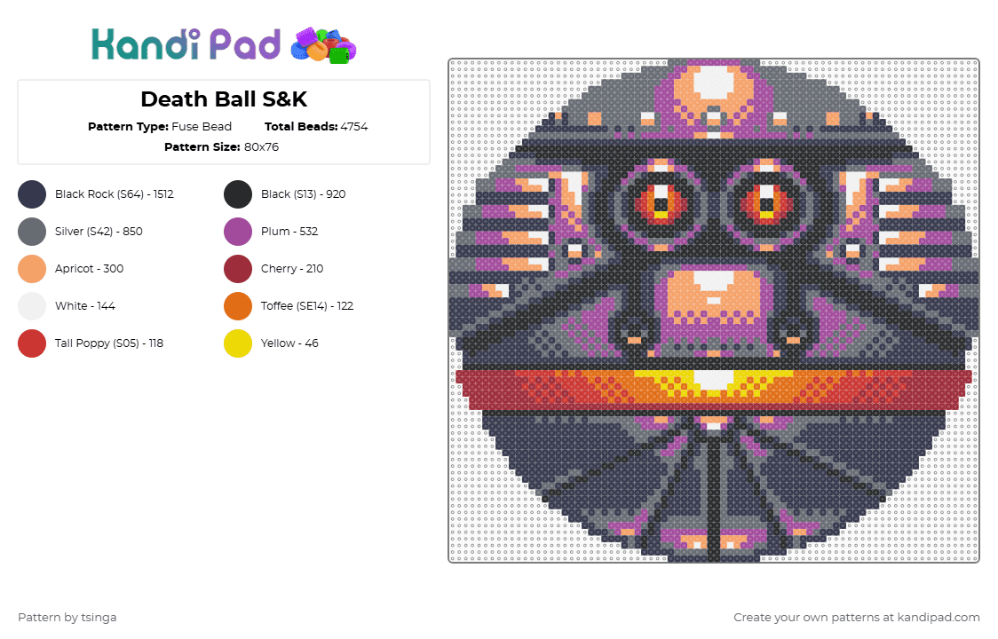 Death Ball S&K - Fuse Bead Pattern by tsinga on Kandi Pad - 