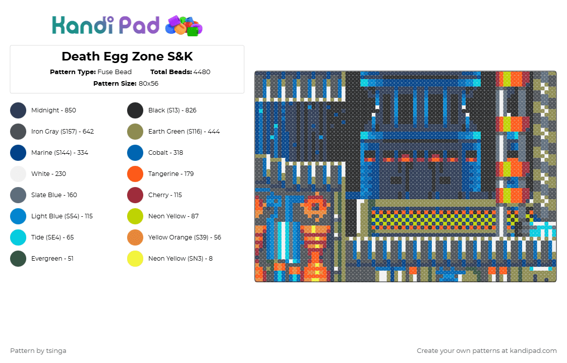 Death Egg Zone S&K - Fuse Bead Pattern by tsinga on Kandi Pad - purple,gold,blue,sonic,sonic the hedgehog,sonic and knuckles,video game