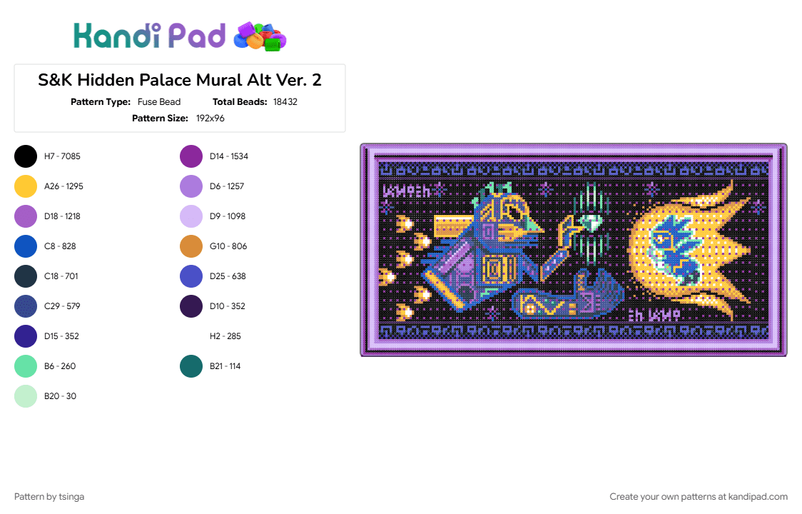 S&K Hidden Palace Mural Alt Ver. 2 - Fuse Bead Pattern by tsinga on Kandi Pad - pink, purple