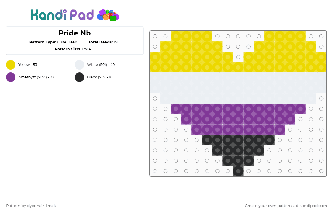 Pride Nb - Fuse Bead Pattern by dyedhair_freak on Kandi Pad - yellow,pink