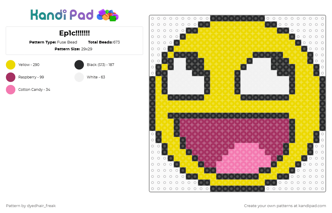 Ep1c!!!!!!! - Fuse Bead Pattern by dyedhair_freak on Kandi Pad - yellow,pink
