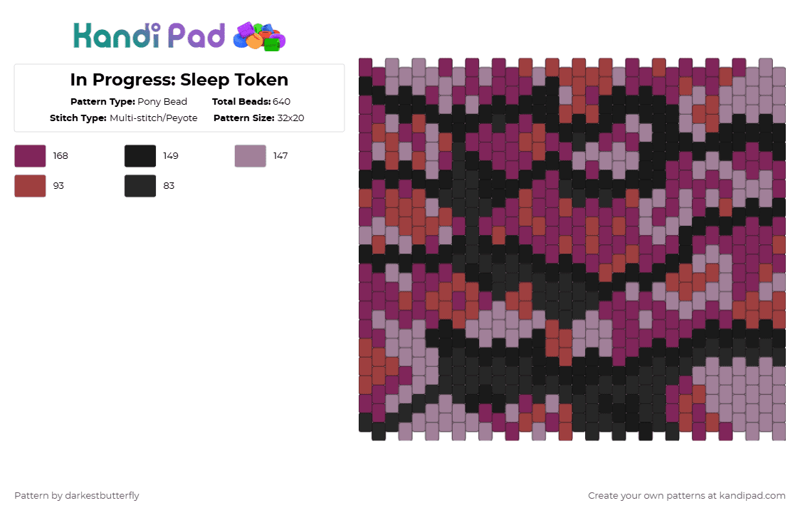 Sleep Beads Guide Reference: Sleep Token Even In Arcadia Background Cuff Pony Bead Pattern