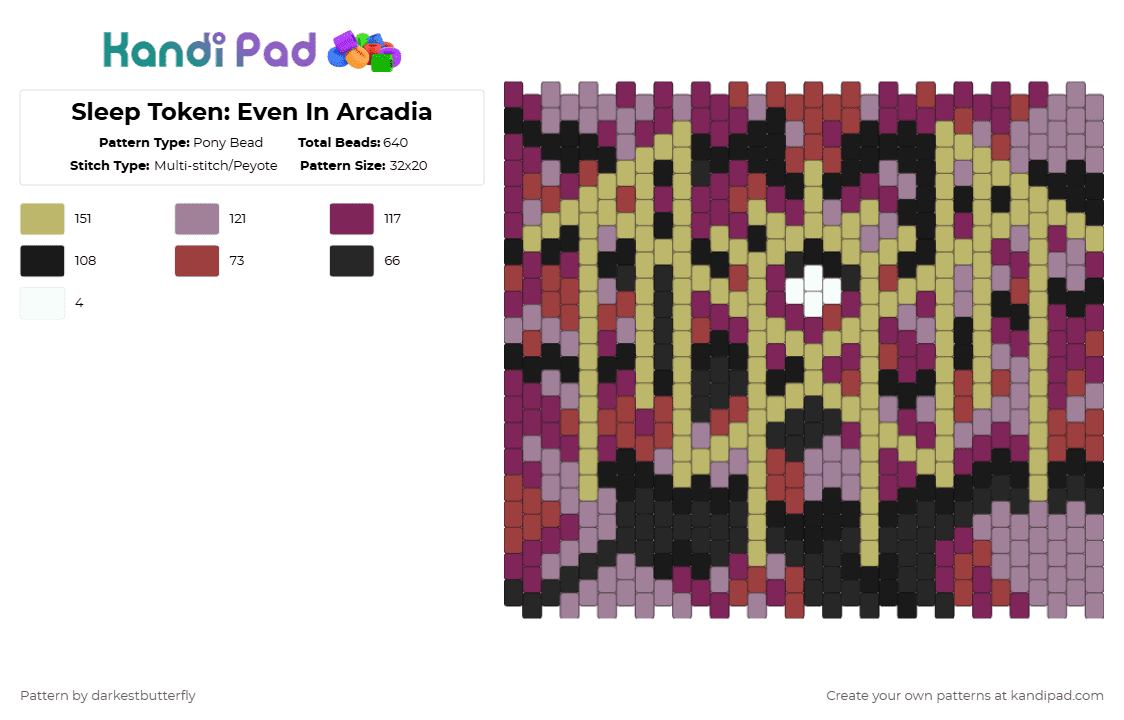Sleep Token: Even In Arcadia - Pony Bead Pattern by darkestbutterfly on Kandi Pad - beige,gray,pink,sleep token,rock,music,cuff,band,bands