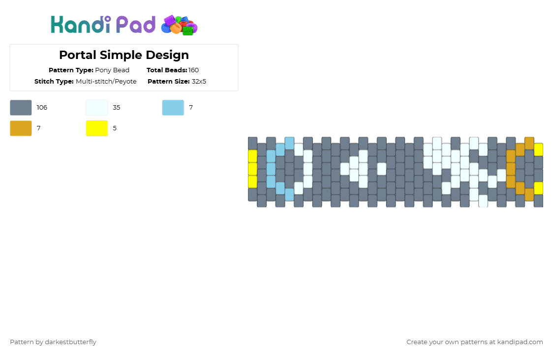Portal Simple Design - Pony Bead Pattern by darkestbutterfly on Kandi Pad - gray,portal,game,gaming,blue,grey