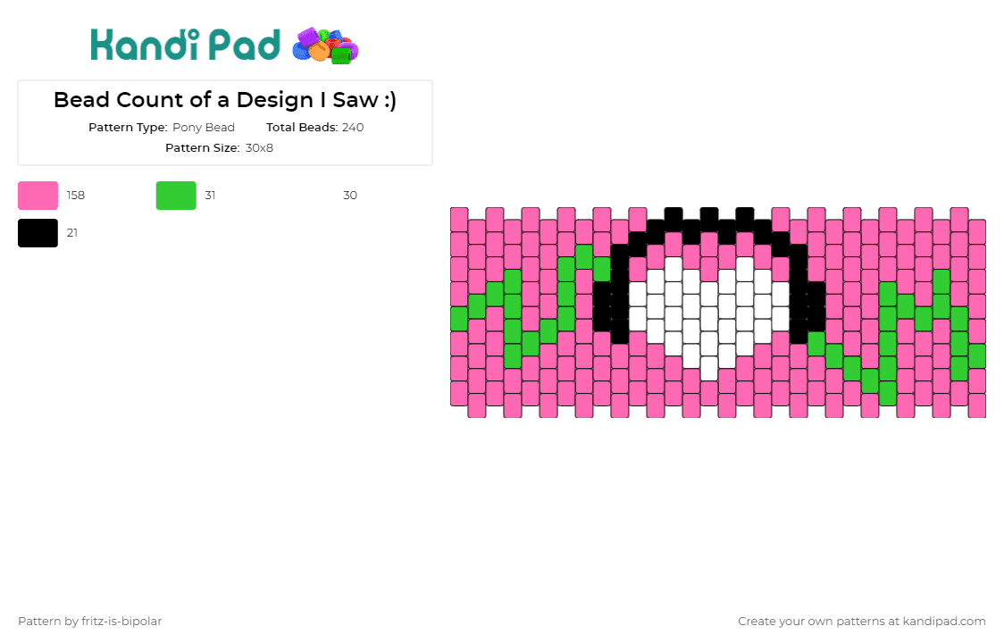 Bead Count of a Design I Saw :) - Pony Bead Pattern by fritz-is-bipolar on Kandi Pad - heart,headphones,music,cuff,audio,playful,charming,love,accessory,pink