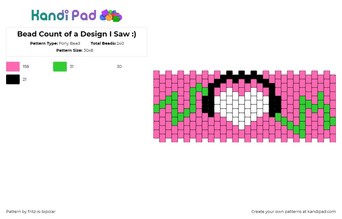 Bead Count of a Design I Saw :) - Pony Bead Pattern by fritz-is-bipolar on Kandi Pad - heart,headphones,music,cuff,audio,playful,love,pink