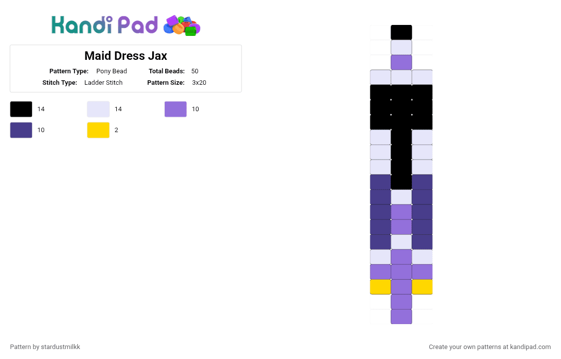 Maid Dress Jax - Pony Bead Pattern by stardustmilkk on Kandi Pad - purple,tadc,jax,maid dress,worm,silly,reality is gay