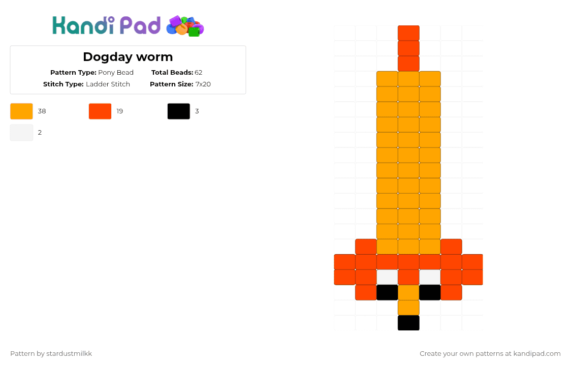 Dogday worm - Pony Bead Pattern by stardustmilkk on Kandi Pad - orange,red,dogday,poppy playtime,worm