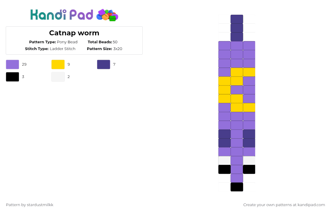 Catnap worm - Pony Bead Pattern by stardustmilkk on Kandi Pad - purple,catnap,poppy playtime,worm