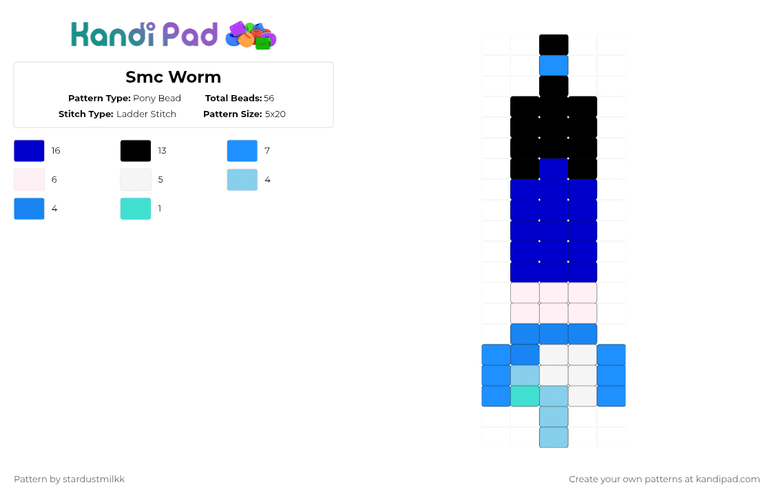 Smc Worm - Pony Bead Pattern by stardustmilkk on Kandi Pad - light blue,purple,smc,crk,worm