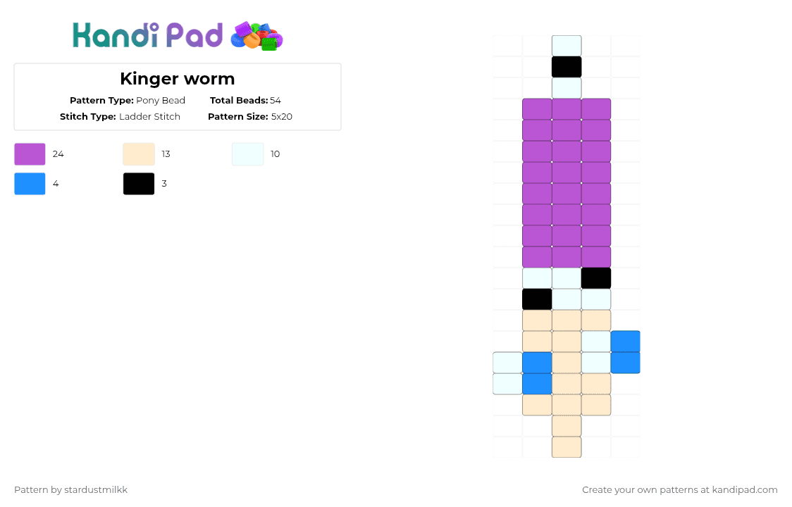 Kinger worm - Pony Bead Pattern by stardustmilkk on Kandi Pad - pink,tadc,worm,kinger