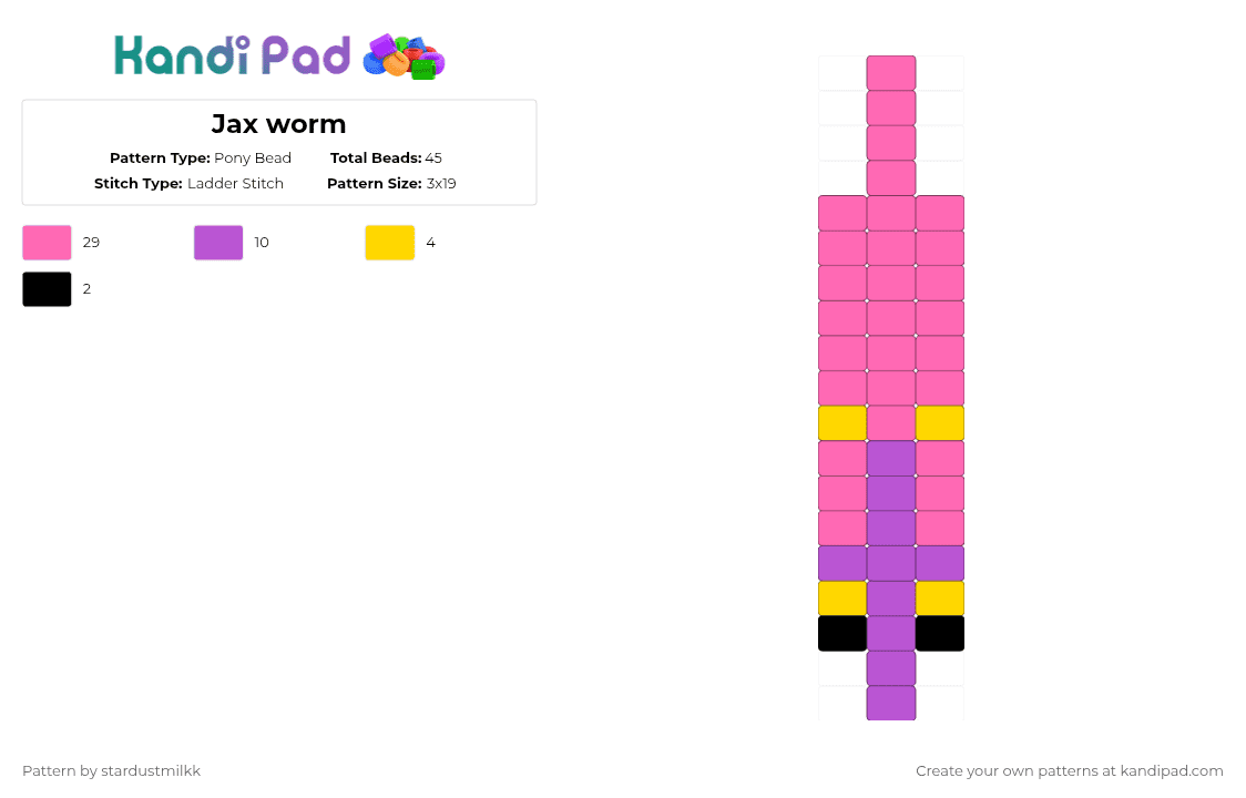 Jax worm - Pony Bead Pattern by stardustmilkk on Kandi Pad - pink,tadc,jax,worm