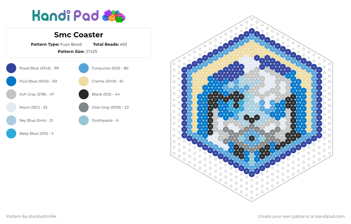 Smc Coaster - Fuse Bead Pattern by stardustmilkk on Kandi Pad - purple,light blue,beige
