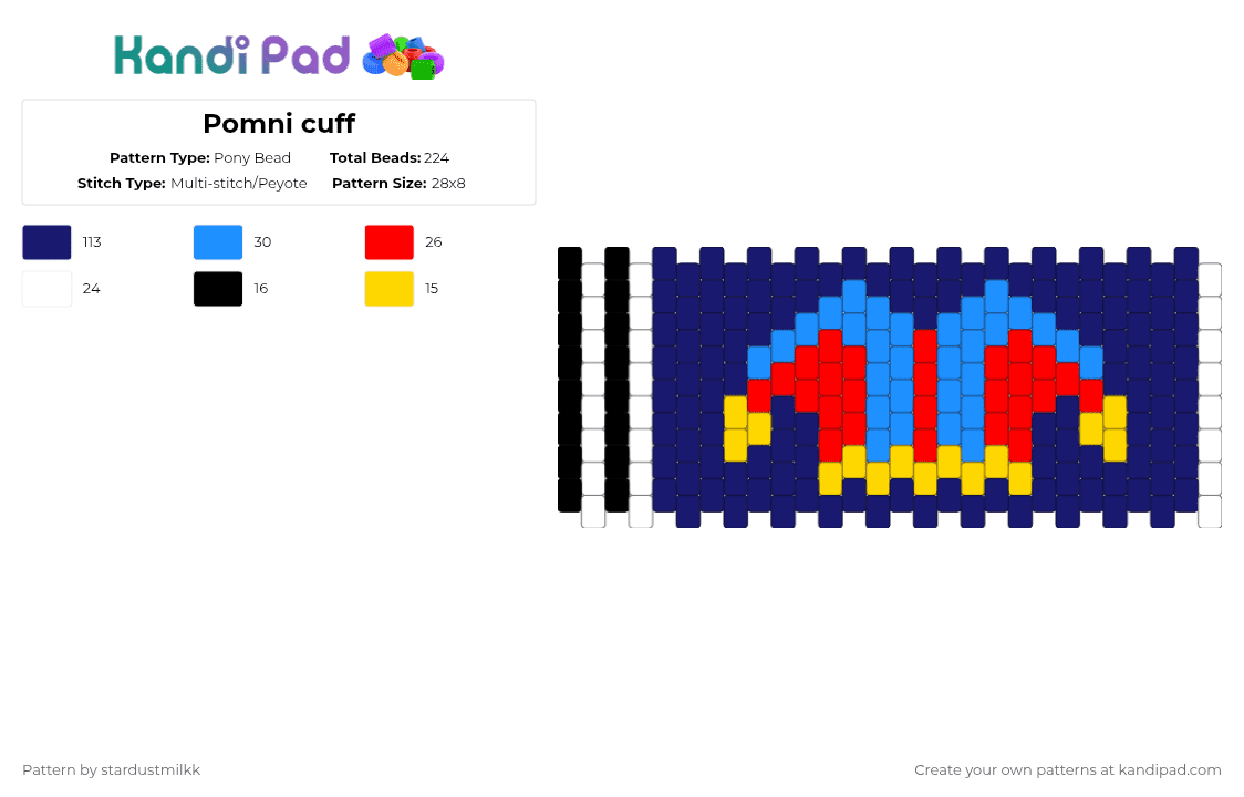 Pomni cuff - Pony Bead Pattern by stardustmilkk on Kandi Pad - purple