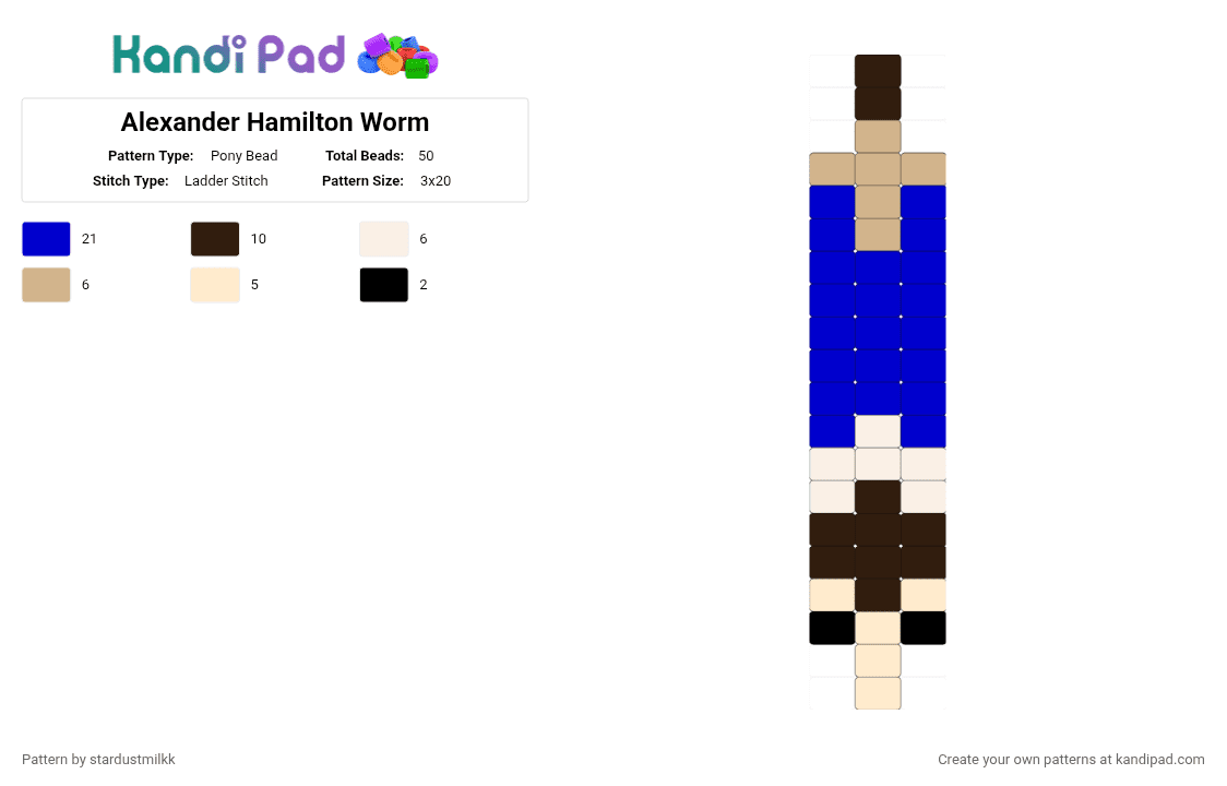 Alexander Hamilton Worm - Pony Bead Pattern by stardustmilkk on Kandi Pad - purple,whats your name man,alexander wormilton,my name is alexander wormilton,theres a million worms,i havent made,but just you wait,just you waiiiiiit,worm