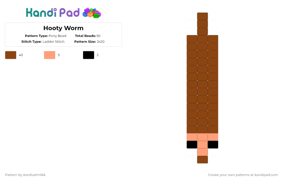 Hooty Worm - Pony Bead Pattern by stardustmilkk on Kandi Pad - red,toh,worm,hooty,owl