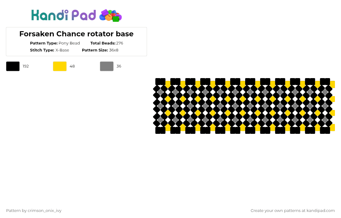 Forsaken Chance rotator base - Pony Bead Pattern by crimson_onix_ivy on Kandi Pad - black,yellow,gray