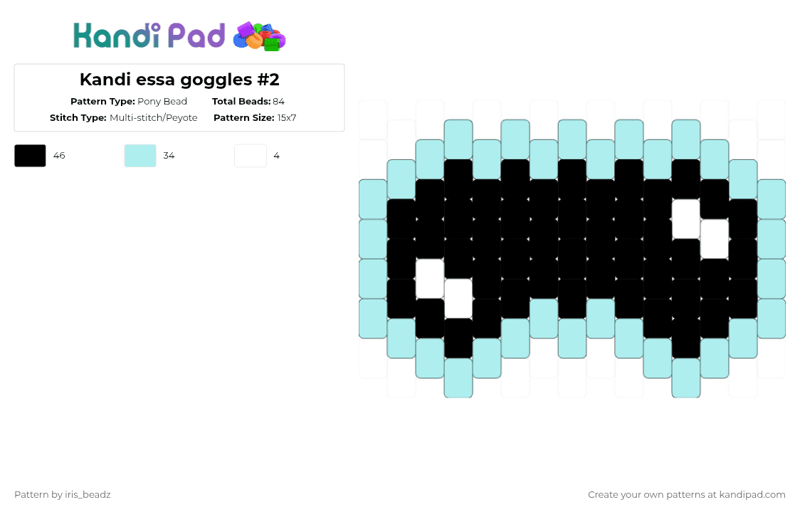 Kandi essa goggles #2 - Pony Bead Pattern by iris_beadz on Kandi Pad - light blue,essa,kandikid,goggles,essaowner