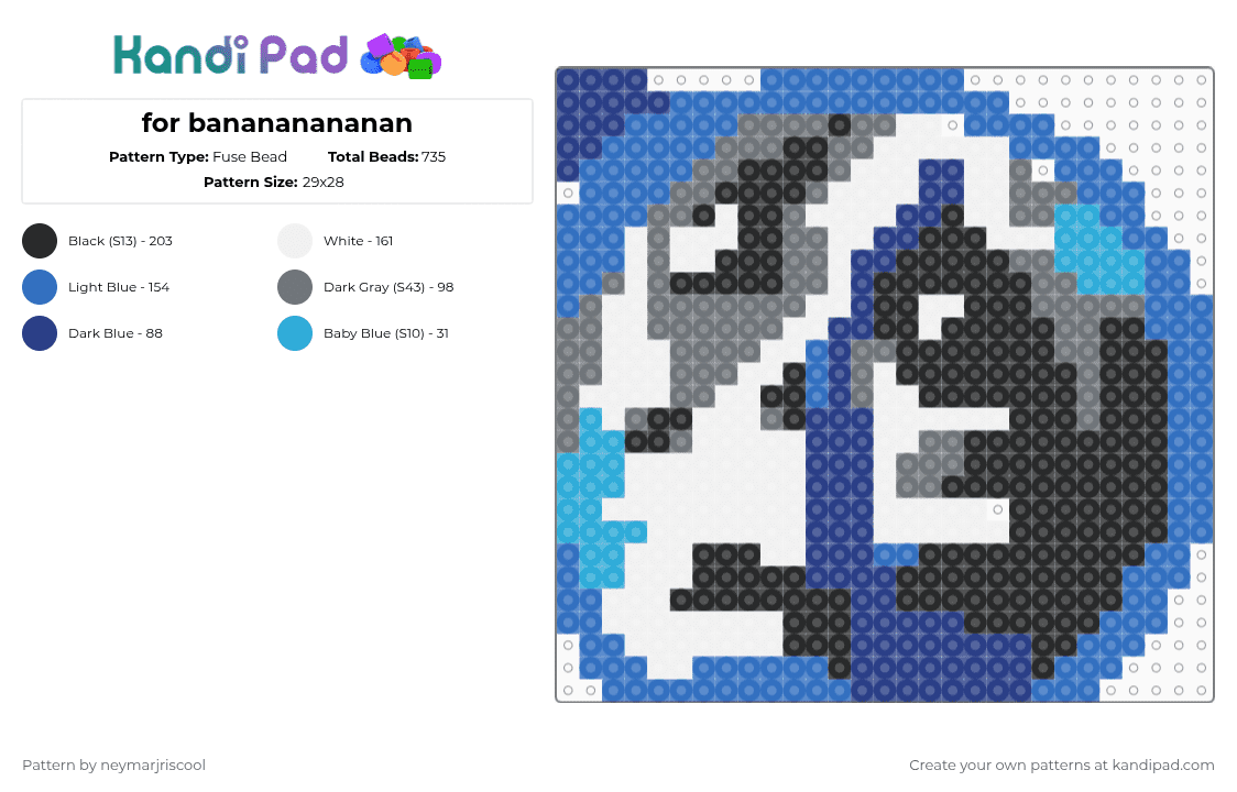 for banananananan - Fuse Bead Pattern by neymarjriscool on Kandi Pad - blue