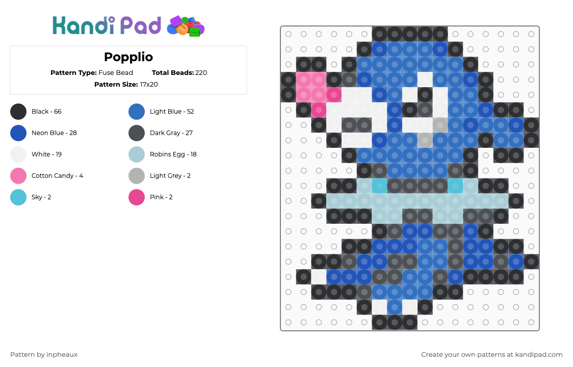 Popplio - Fuse Bead Pattern by inpheaux on Kandi Pad - gray,blue