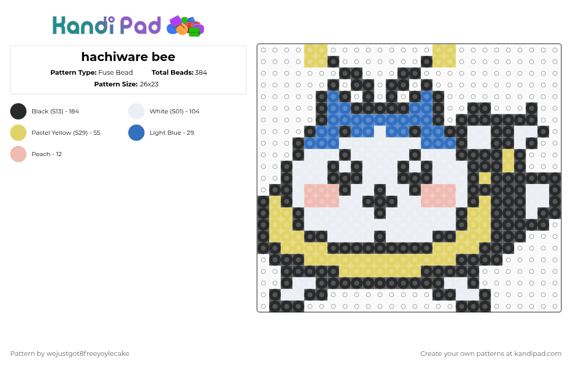 hachiware bee - Fuse Bead Pattern by wejustgot8freeyoylecake on Kandi Pad - white,yellow,chiikawa,hachiware,bee,perler beads