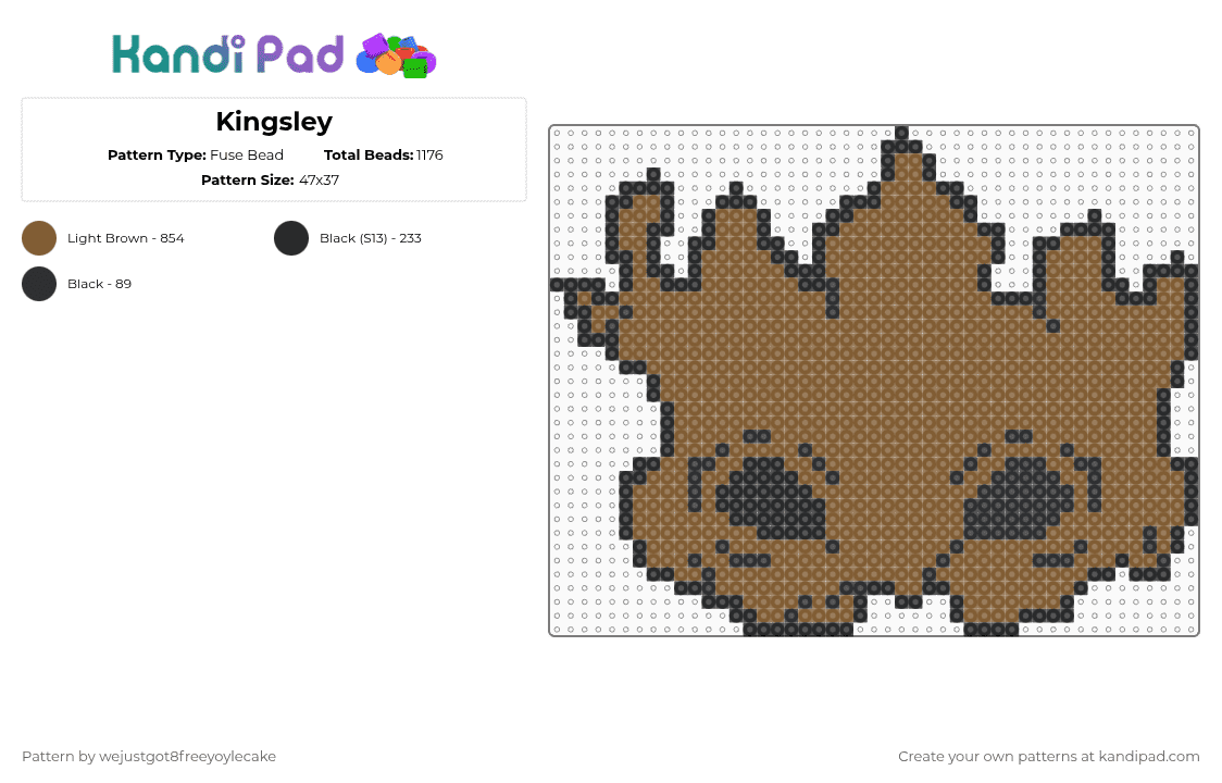 Kingsley - Fuse Bead Pattern by wejustgot8freeyoylecake on Kandi Pad - black,tan,yaelokre