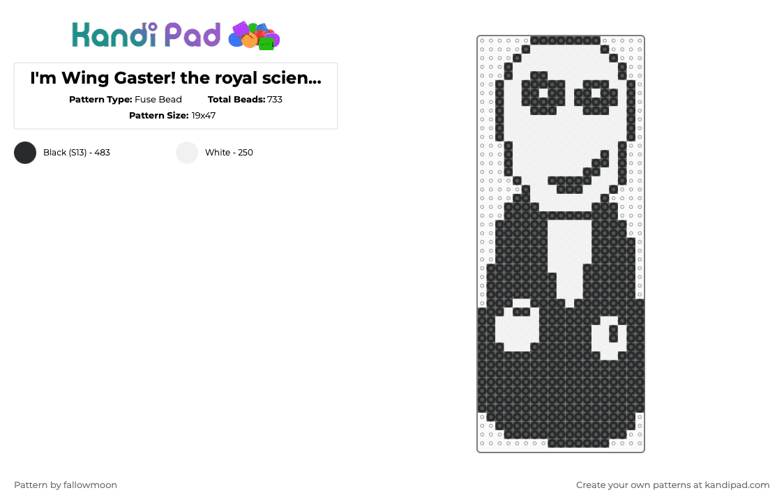 I'm Wing Gaster! The royal scientist. Fuse Bead Pattern - Kandi Pad ...