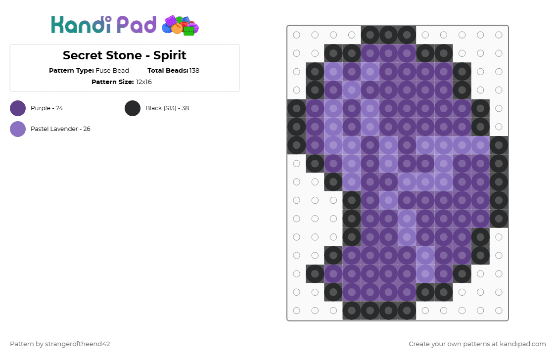 Secret Stone - Spirit - Fuse Bead Pattern by strangeroftheend42 on Kandi Pad - purple,blue,legend of zelda,totk,tears of the kingdom,sage,stone,secret stone,zelda