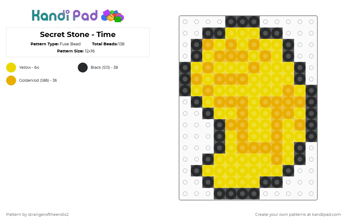 Secret Stone - Time - Fuse Bead Pattern by strangeroftheend42 on Kandi Pad - orange,yellow,totk,tears of the kingdom,zelda,stone,secret stone,sage