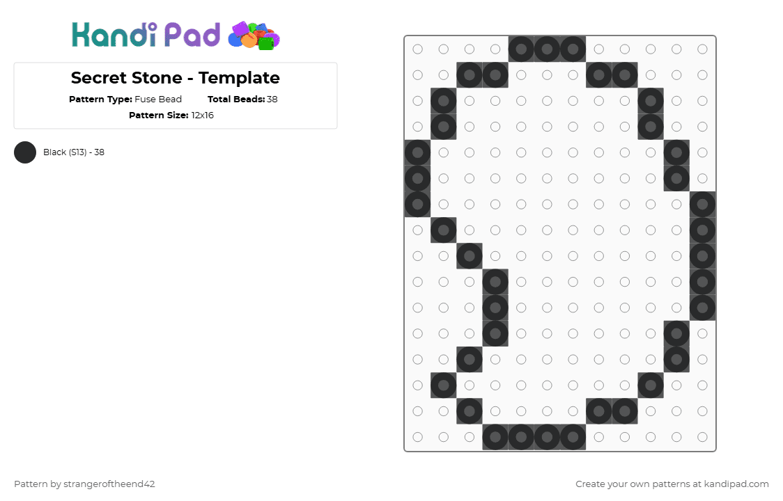 Secret Stone - Template - Fuse Bead Pattern by strangeroftheend42 on Kandi Pad - black,legend of zelda,totk,secret stone,stone,sage,tears of the kingdom,zelda,template