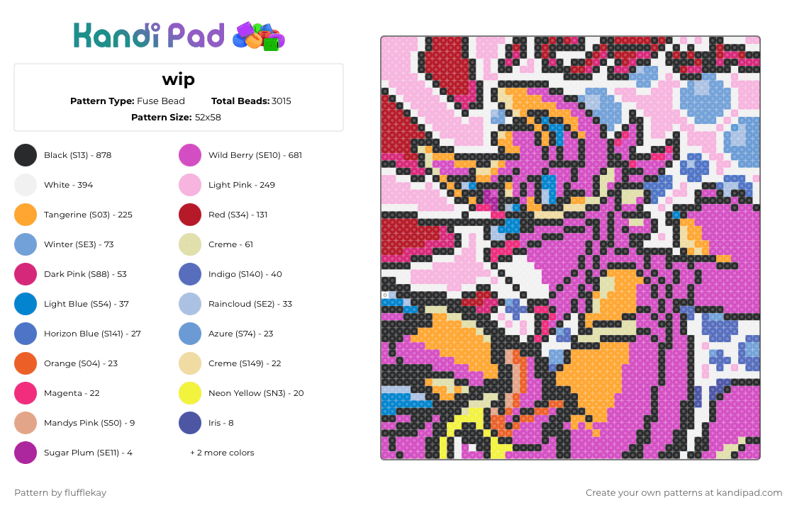 Bandetto - Slip n slide - Fuse Bead Pattern by flufflekay on Kandi Pad - pink,orange,bandetto,lapfox,lapfoxtrax,lapfox trax,halley labs,halleylabs,furry,album