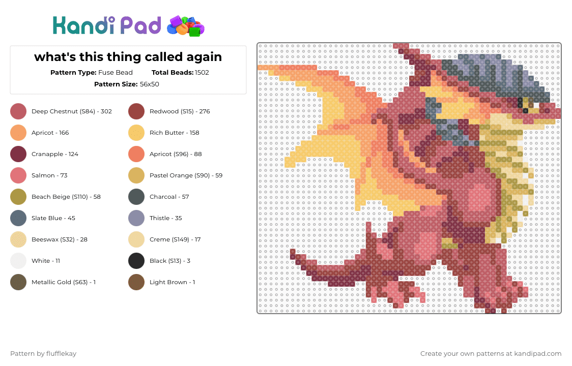 Embershed - Fuse Bead Pattern by flufflekay on Kandi Pad - red,orange,yellow,dragon