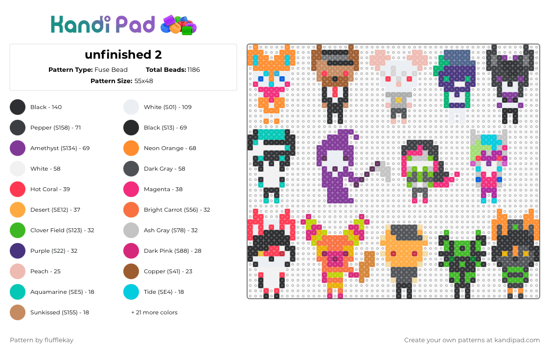 Some lapfox aliases - Fuse Bead Pattern by flufflekay on Kandi Pad - orange,pink,gray,colorful,lapfoxtrax,lapfox,renard,tqbf,negaren,bandetto,furry,halleylabs