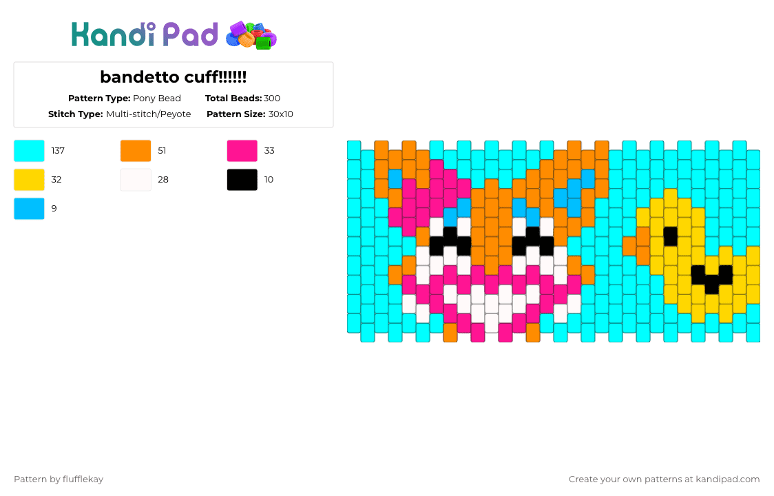 bandetto cuff!!!!!! - Pony Bead Pattern by flufflekay on Kandi Pad - light blue