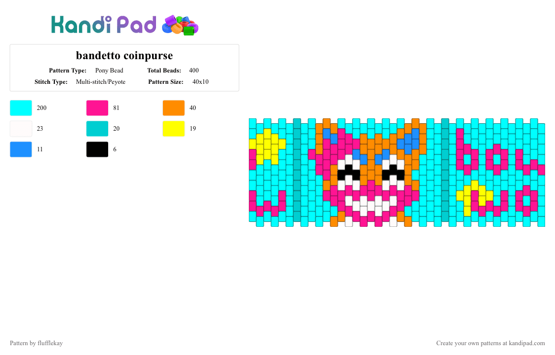 bandetto coinpurse - Pony Bead Pattern by flufflekay on Kandi Pad - light blue