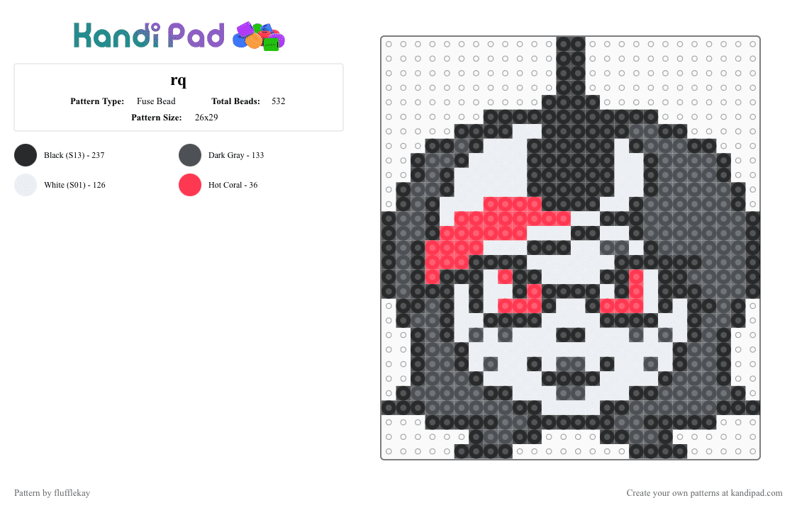 RQ - Fuse Bead Pattern by flufflekay on Kandi Pad - gray,lapfox,lapfox trax,halley labs,rq