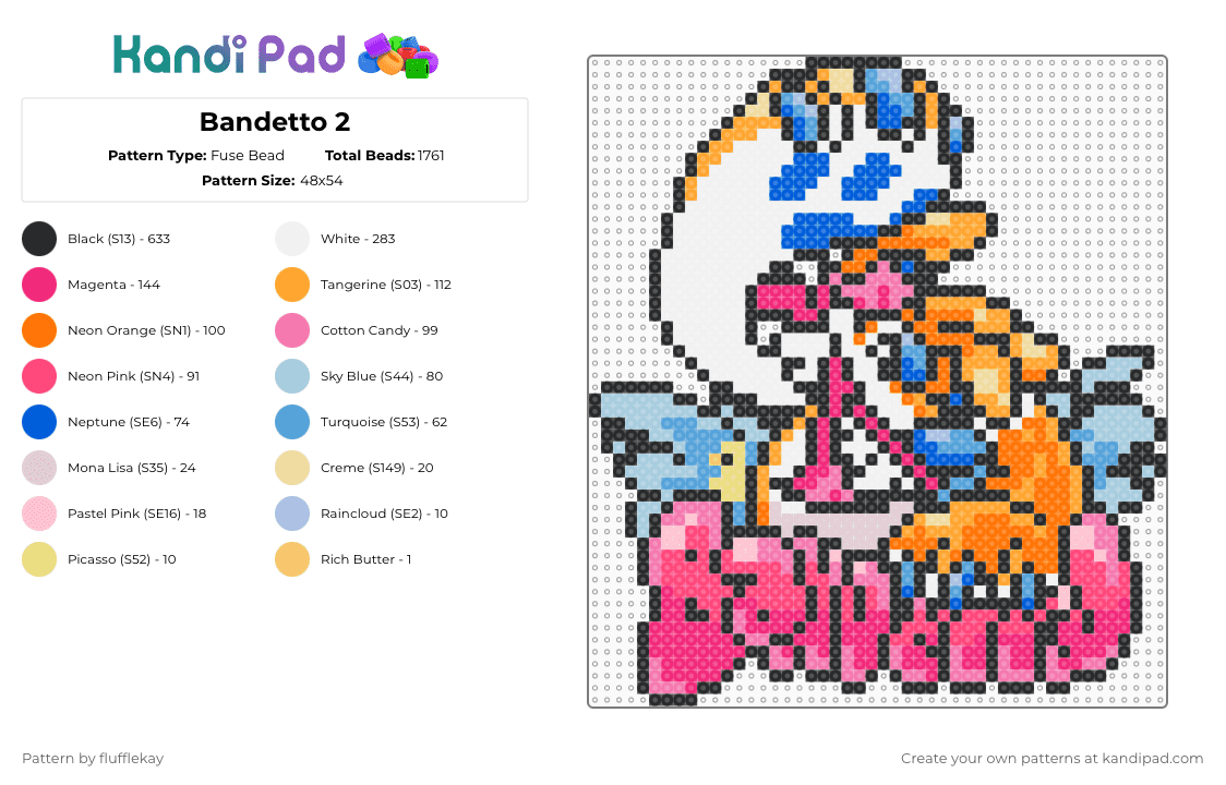 Bandetto - ROM OK! ★ R U OK 2? - Fuse Bead Pattern by flufflekay on Kandi Pad - light blue,orange,pink,lapfox,lapfoxtrax,halleylabs,furry,bandetto