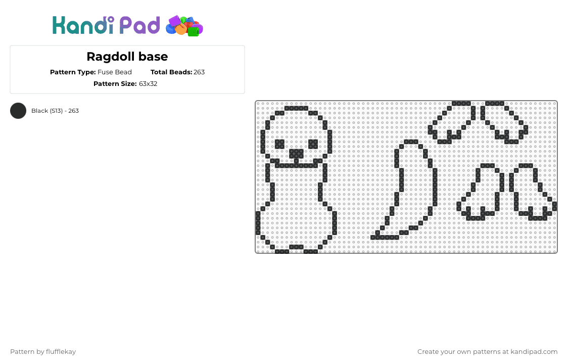 Ragdoll base - Fuse Bead Pattern by flufflekay on Kandi Pad - black