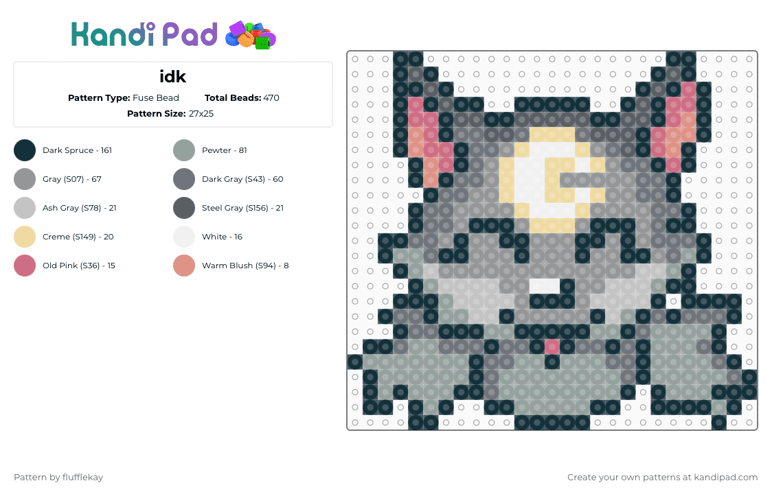Luminite - Fuse Bead Pattern by flufflekay on Kandi Pad - gray