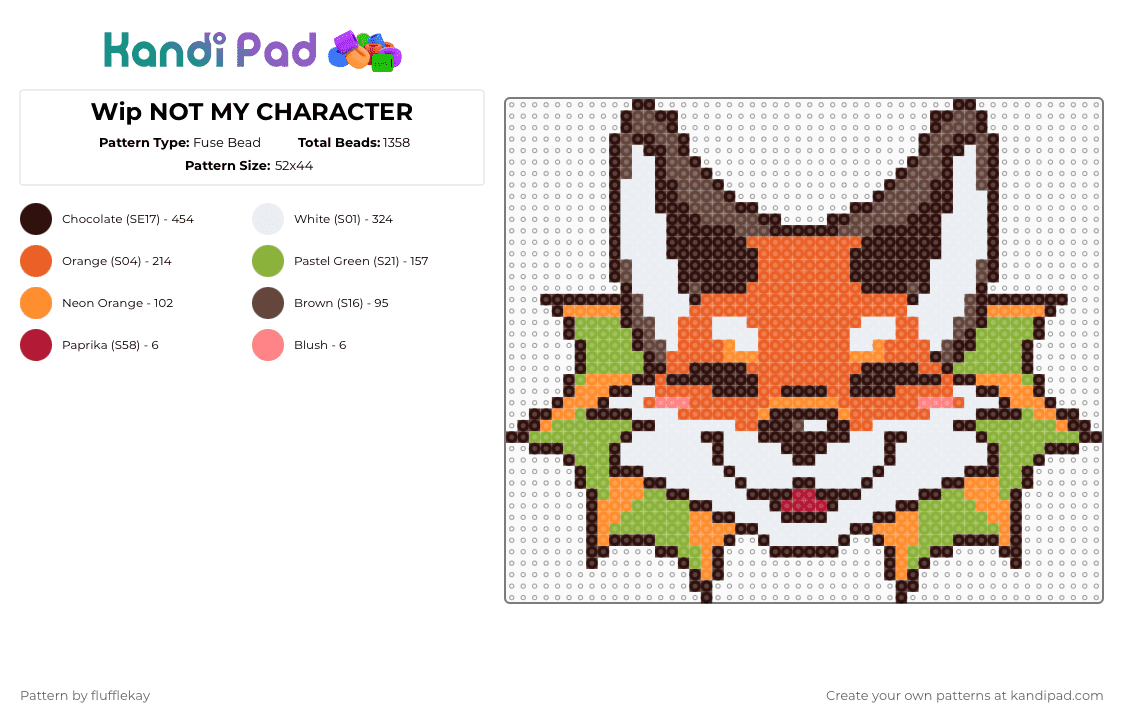 Oc Perler for dawn_kandi! - Fuse Bead Pattern by flufflekay on Kandi Pad - brown,orange