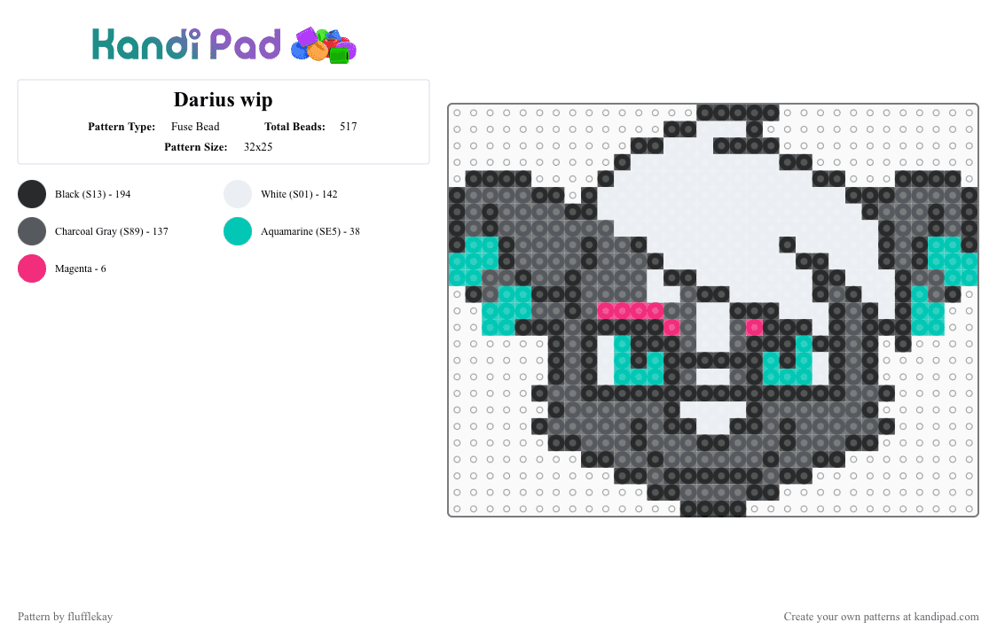 Darius (LFT/HLA) - Fuse Bead Pattern by flufflekay on Kandi Pad - gray