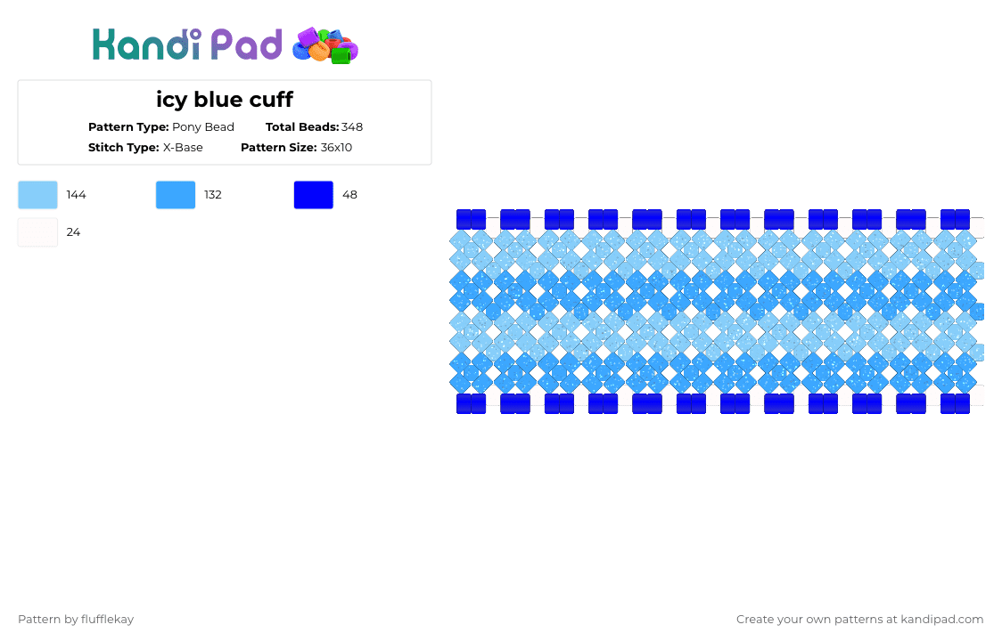 icy blue cuff - Pony Bead Pattern by flufflekay on Kandi Pad - light blue