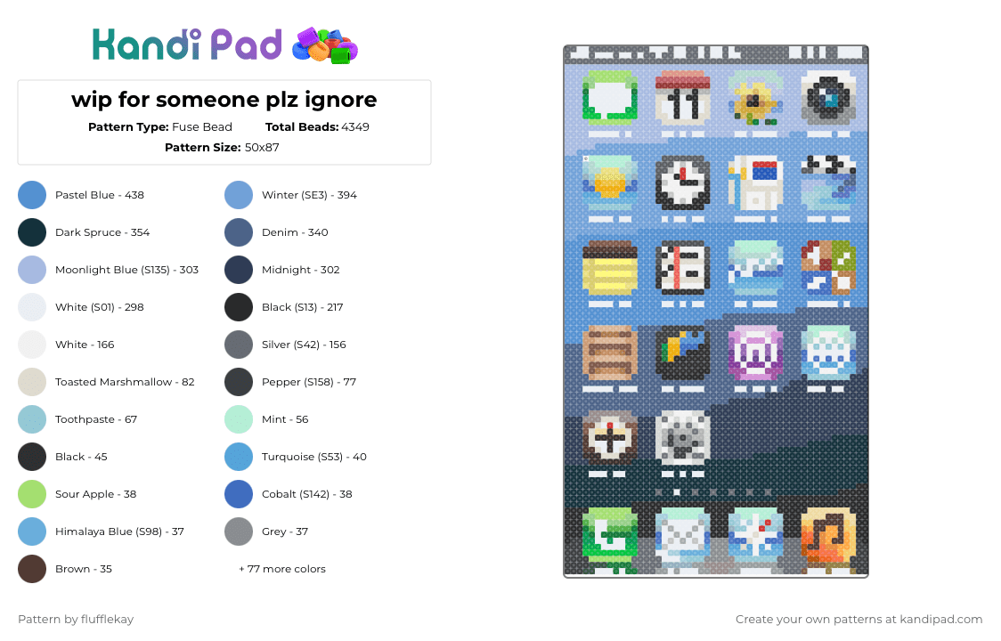 old iPhone layout (request!) - Fuse Bead Pattern by flufflekay on Kandi Pad - gray,blue,purple,colorful,iphone,old iphone,old internet,app icons,apps