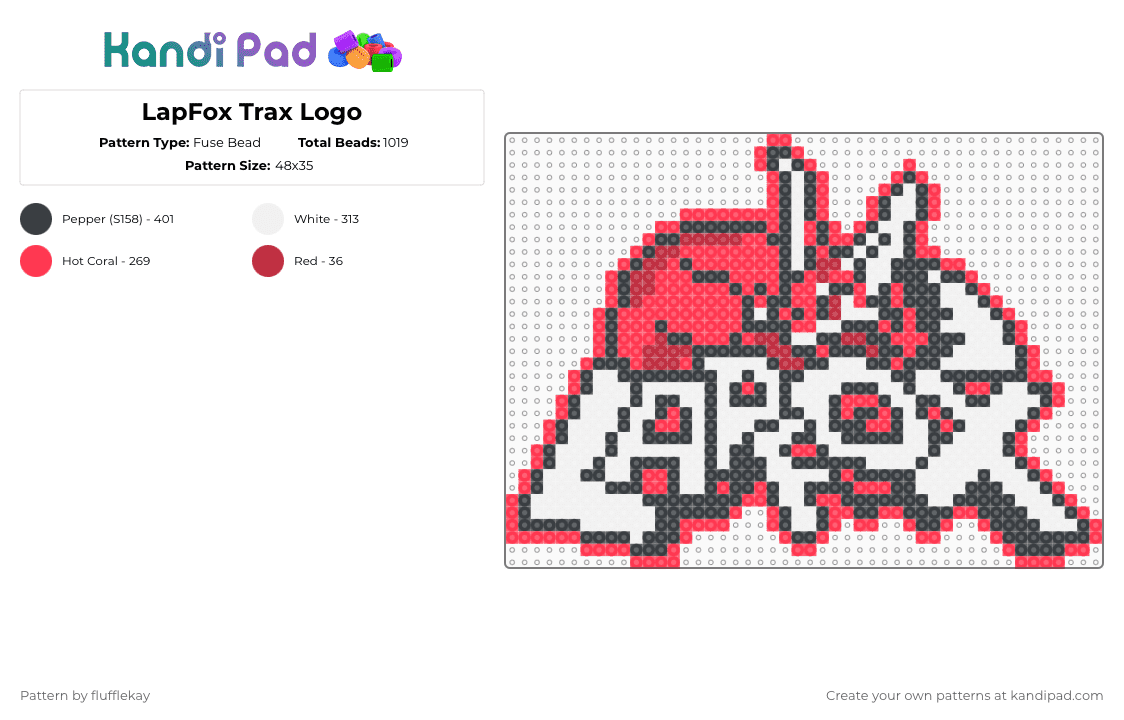 LapFox Trax Logo - Fuse Bead Pattern by flufflekay on Kandi Pad - red,white