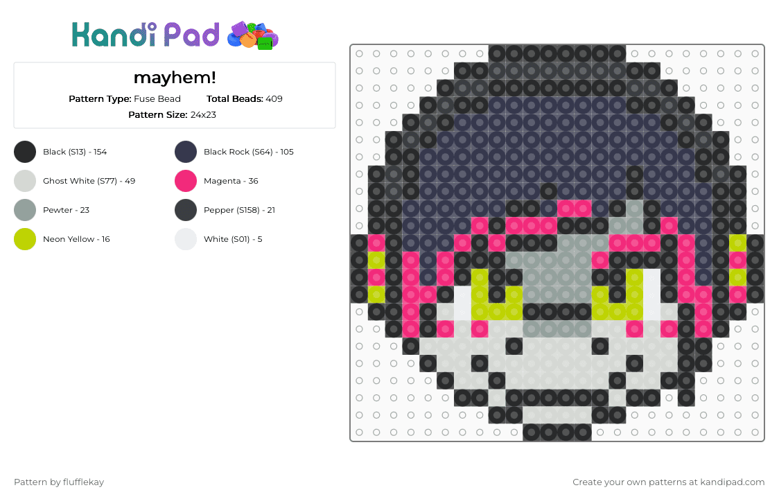 Mayhem (unfinished) - Fuse Bead Pattern by flufflekay on Kandi Pad - purple